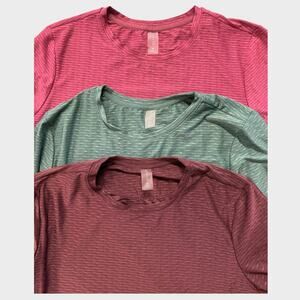 Lot of 3 Vively Womens Medium Long Sleeve Shirts Thumb Holes Pink Green